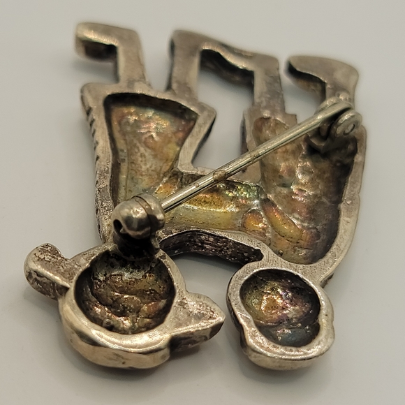 Sterling Silver 925 Brother and Sister Brooch - Picture 5 of 6